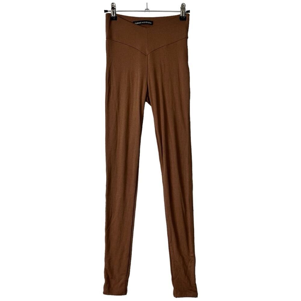 Naked‎ Wardrobe NWOT Size S Snatched V Waist Leggings Brown Skinny High Rise